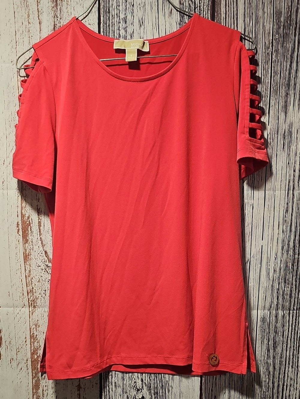 MICHAEL Michael Kors Coral Short-Sleeve Ladder-Detail Tee